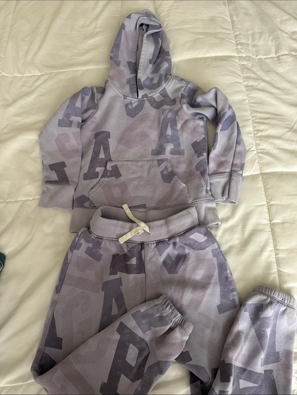 GAP Lavender Letter Print Hoodie & Jogger Set